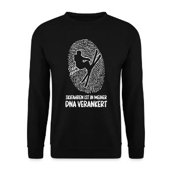 Skifahren ist in meiner DNA Verankert Fingerprint - Unisex Pullover - Schwarz - Vorne - Alina (178cm) & Michal (187cm)