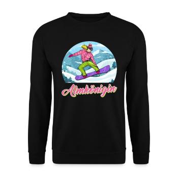 Snowboarderin Almkönigin Snowboarder Frauen - Unisex Pullover - Schwarz - Vorne - Alina (178cm) & Michal (187cm)
