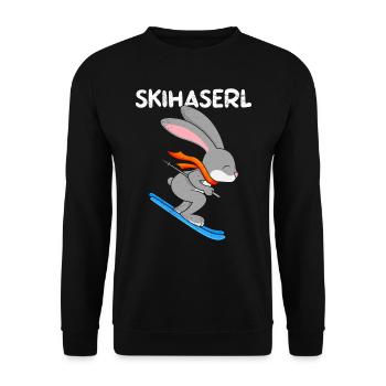 Skihaserl Skihasen Shirt Skihasen Apres Party - Unisex Pullover - Schwarz - Vorne - Alina (178cm) & Michal (187cm)