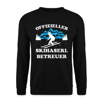 Offizieller Skihaserl Betreuter Skihasen Caretaker - Unisex Pullover - Schwarz - Vorne - Alina (178cm) & Michal (187cm)