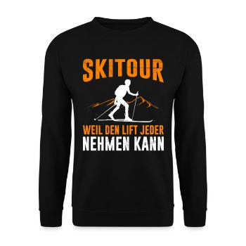 Skitour Weil den Lift jeder Nehmen kann Tourenski - Unisex Pullover - Schwarz - Vorne - Alina (178cm) & Michal (187cm)