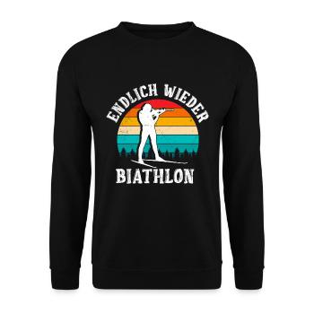 Wintersport Skilaufen Endlich wieder Biathlon - Unisex Pullover - Schwarz - Vorne - Alina (178cm) & Michal (187cm)