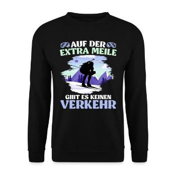Skibergsteigen Auf der Extra Meile Kein Verkehr - Unisex Pullover - Schwarz - Vorne - Alina (178cm) & Michal (187cm)