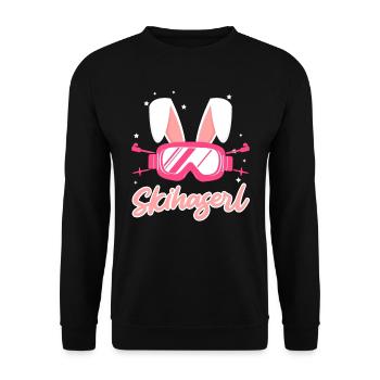 Skihaserl Apres Ski Party Skifahrerin Bunny - Unisex Pullover - Schwarz - Vorne - Alina (178cm) & Michal (187cm)