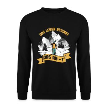 Skisport Das Leben Beginnt Das ab -1° Skifahren - Unisex Pullover - Schwarz - Vorne - Alina (178cm) & Michal (187cm)
