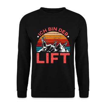 Skibergsteiger Ich bin der Lift Ski Touring - Unisex Pullover - Schwarz - Vorne - Alina (178cm) & Michal (187cm)