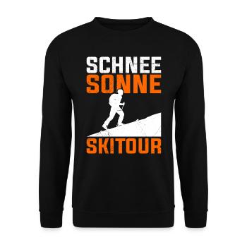 Schnee Sonne Skiktour Skibergsteigen Ski Tour - Unisex Pullover - Schwarz - Vorne - Alina (178cm) & Michal (187cm)