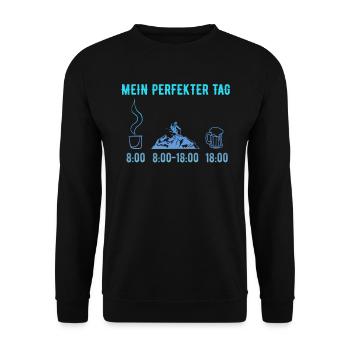 Mein Perfekter Tag Kaffee Skibergsteigen Bier - Unisex Pullover - Schwarz - Vorne - Alina (178cm) & Michal (187cm)