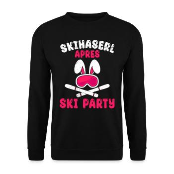 Skihaserl Apres Ski Party Skihasen Skifahren - Unisex Pullover - Schwarz - Vorne - Alina (178cm) & Michal (187cm)