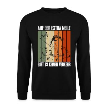 Skilanglauf Auf der Extra Meile Kein Verkehr - Unisex Pullover - Schwarz - Vorne - Alina (178cm) & Michal (187cm)