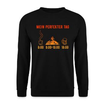 Mein Perfekter Tag Kaffee Skibergsteigen Bier - Unisex Pullover - Schwarz - Vorne - Alina (178cm) & Michal (187cm)