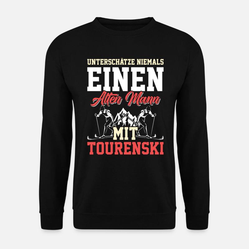 Unterschätze Nie einen Alten Mann mit Tourenski - Unisex Pullover - Schwarz