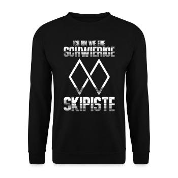 Skiurlaub Ich bin wie eine Schwierige Skipiste - Unisex Pullover - Schwarz - Vorne - Alina (178cm) & Michal (187cm)