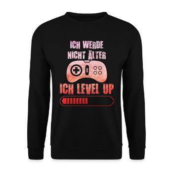 Video Spieler B-Day Werde nicht Älter Ich Level Up - Unisex Pullover - Schwarz - Vorne - Alina (178cm) & Michal (187cm)