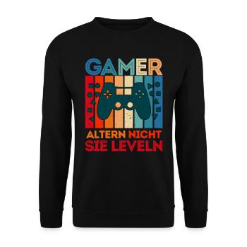 Gamers Don't Age Them Leveling B-Day Video Players - Unisex Sweatshirt - black - Front - Alina (178cm) & Michal (187cm)