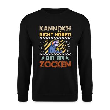Video Spieler Kann dich nicht Hören Bin am Zocken - Unisex Pullover - Schwarz - Vorne - Alina (178cm) & Michal (187cm)