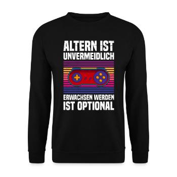 Altern ist Unvermeidlich Retro Zocker B-Day - Unisex Pullover - Schwarz - Vorne - Alina (178cm) & Michal (187cm)