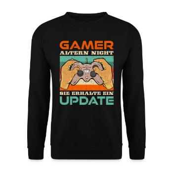 Gamer Altern nicht Sie erhalten ein Update B-Day - Unisex Pullover - Schwarz - Vorne - Alina (178cm) & Michal (187cm)