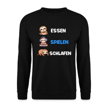 Video Spieler Essen Spielen Schlafen Gaming - Unisex Pullover - Schwarz - Vorne - Alina (178cm) & Michal (187cm)