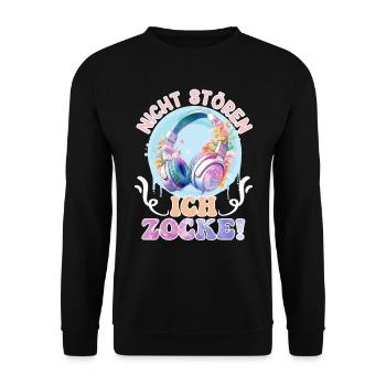 Gamer Nicht Stören Ich Zocke! Video Games - Unisex Pullover - Schwarz - Vorne - Alina (178cm) & Michal (187cm)