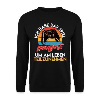 Videospieler Habe das Spiel Pausiert Videospiele - Unisex Pullover - Schwarz - Vorne - Alina (178cm) & Michal (187cm)