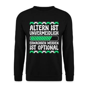 Altern ist Unvermeidlich Retro Zocker B-Day - Unisex Pullover - Schwarz - Vorne - Alina (178cm) & Michal (187cm)