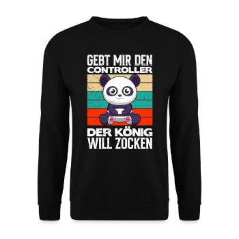Gaming Panda Gebt Mir den Controller Video Gamer - Unisex Pullover - Schwarz - Vorne - Alina (178cm) & Michal (187cm)