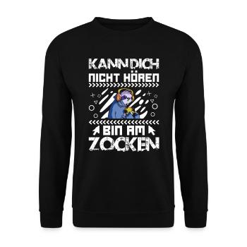 Video Spieler Kann dich nicht Hören Bin am Zocken - Unisex Pullover - Schwarz - Vorne - Alina (178cm) & Michal (187cm)