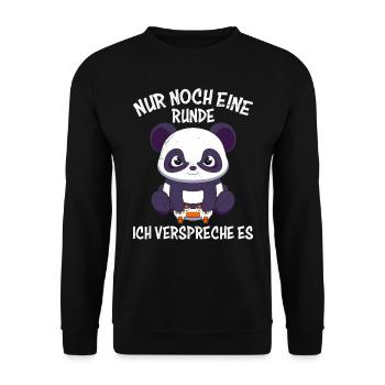 Gaming Panda Nur noch Eine Runde Ich Versprechs - Unisex Pullover - Schwarz - Vorne - Alina (178cm) & Michal (187cm)