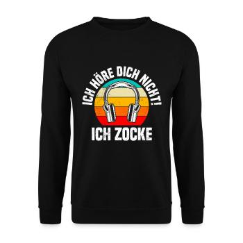 Video Spiele Kann Dich Nicht Hören Ich Zocke - Unisex Pullover - Schwarz - Vorne - Alina (178cm) & Michal (187cm)