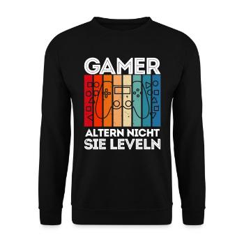 Gamer Altern nicht sie Leveln B-Day Video Spieler - Unisex Pullover - Schwarz - Vorne - Alina (178cm) & Michal (187cm)