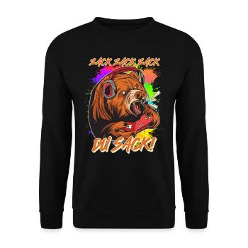 Gaming Bär Zack Zack Zack du Sack! Video Spiele - Unisex Pullover - Schwarz - Vorne - Alina (178cm) & Michal (187cm)