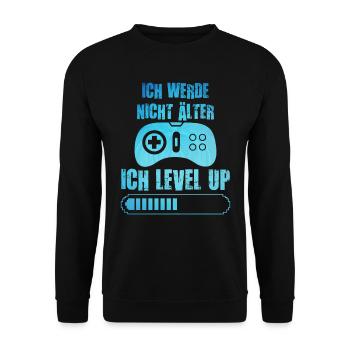 Video Spieler B-Day Werde nicht Älter Ich Level Up - Unisex Pullover - Schwarz - Vorne - Alina (178cm) & Michal (187cm)