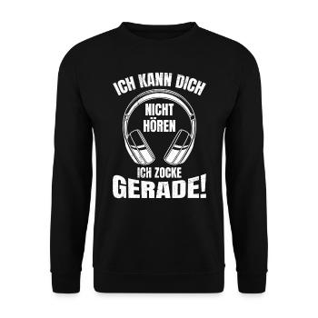 Video Spiele Kann Dich Nicht Hören Ich Zocke - Unisex Pullover - Schwarz - Vorne - Alina (178cm) & Michal (187cm)