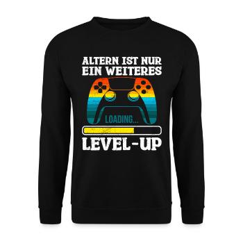 Retro Gamer Altern ist nur ein Weiteres Level Up - Unisex Pullover - Schwarz - Vorne - Alina (178cm) & Michal (187cm)