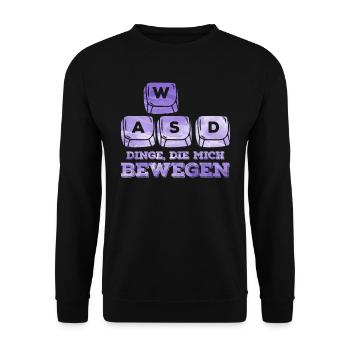 Gaming Tastatur Dinge, die mich Bewegen WASD - Unisex Pullover - Schwarz - Vorne - Alina (178cm) & Michal (187cm)