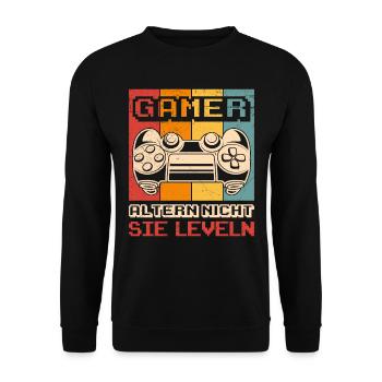 Gamer Altern Nicht Sie Leveln B-Day Controller - Unisex Pullover - Schwarz - Vorne - Alina (178cm) & Michal (187cm)