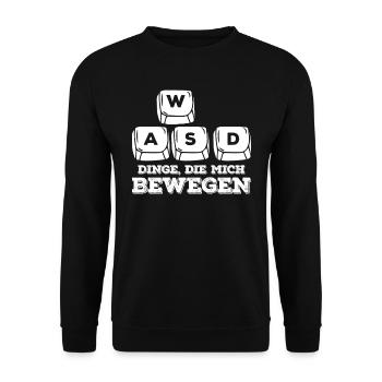Gaming Tastatur Dinge, die mich Bewegen WASD - Unisex Pullover - Schwarz - Vorne - Alina (178cm) & Michal (187cm)