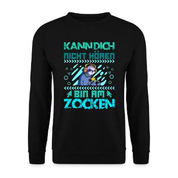 Video Spieler Kann dich nicht Hören Bin am Zocken - Unisex Pullover - Schwarz - Vorne - Alina (178cm) & Michal (187cm)