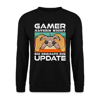 Gamer Altern nicht Sie erhalten ein Update B-Day - Unisex Pullover - Schwarz - Vorne - Alina (178cm) & Michal (187cm)