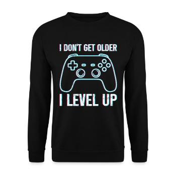 Retro Gamer B-Day Werde nicht Älter Ich Level Up - Unisex Pullover - Schwarz - Vorne - Alina (178cm) & Michal (187cm)
