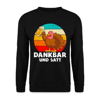 Dankbar und Satt Biertrinker Truthahn - Unisex Pullover - Schwarz - Vorne - Alina (178cm) & Michal (187cm)