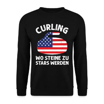 Curling Amerika Wo Steine zu Stars werden - Unisex Pullover - Schwarz - Vorne - Alina (178cm) & Michal (187cm)