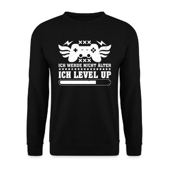 Retro Ich werde nicht Älter Ich Level Up - Unisex Pullover - Schwarz - Vorne - Alina (178cm) & Michal (187cm)