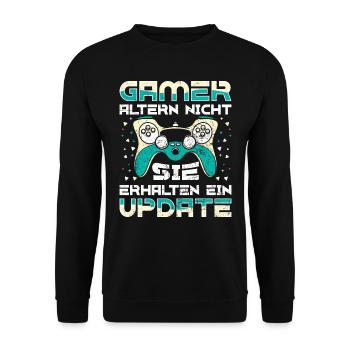 Gamer Altern Nicht Sie Leveln Retro Gamer Zocken - Unisex Pullover - Schwarz - Vorne - Alina (178cm) & Michal (187cm)