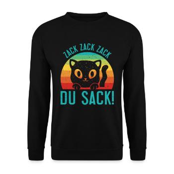 Gaming Katze Zack Zack Du Sack! Videospieler - Unisex Pullover - Schwarz - Vorne - Alina (178cm) & Michal (187cm)