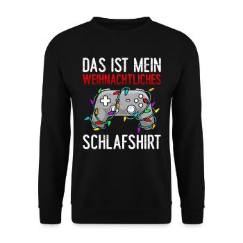 Gamer Das ist mein Weihnachtliches Schlafshirt - Unisex Pullover - Schwarz - Vorne - Alina (178cm) & Michal (187cm)