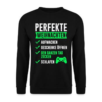 Perfekte Weihnachten Gaming Video Spiele - Unisex Pullover - Schwarz - Vorne - Alina (178cm) & Michal (187cm)