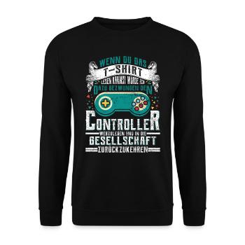 Gamer Wenn du das Lesen Kannst Zurück zur - Unisex Pullover - Schwarz - Vorne - Alina (178cm) & Michal (187cm)