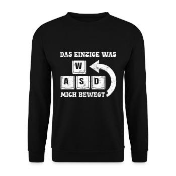 Gamer Das Einzigste Was Mich Bewegt WASD - Unisex Pullover - Schwarz - Vorne - Alina (178cm) & Michal (187cm)